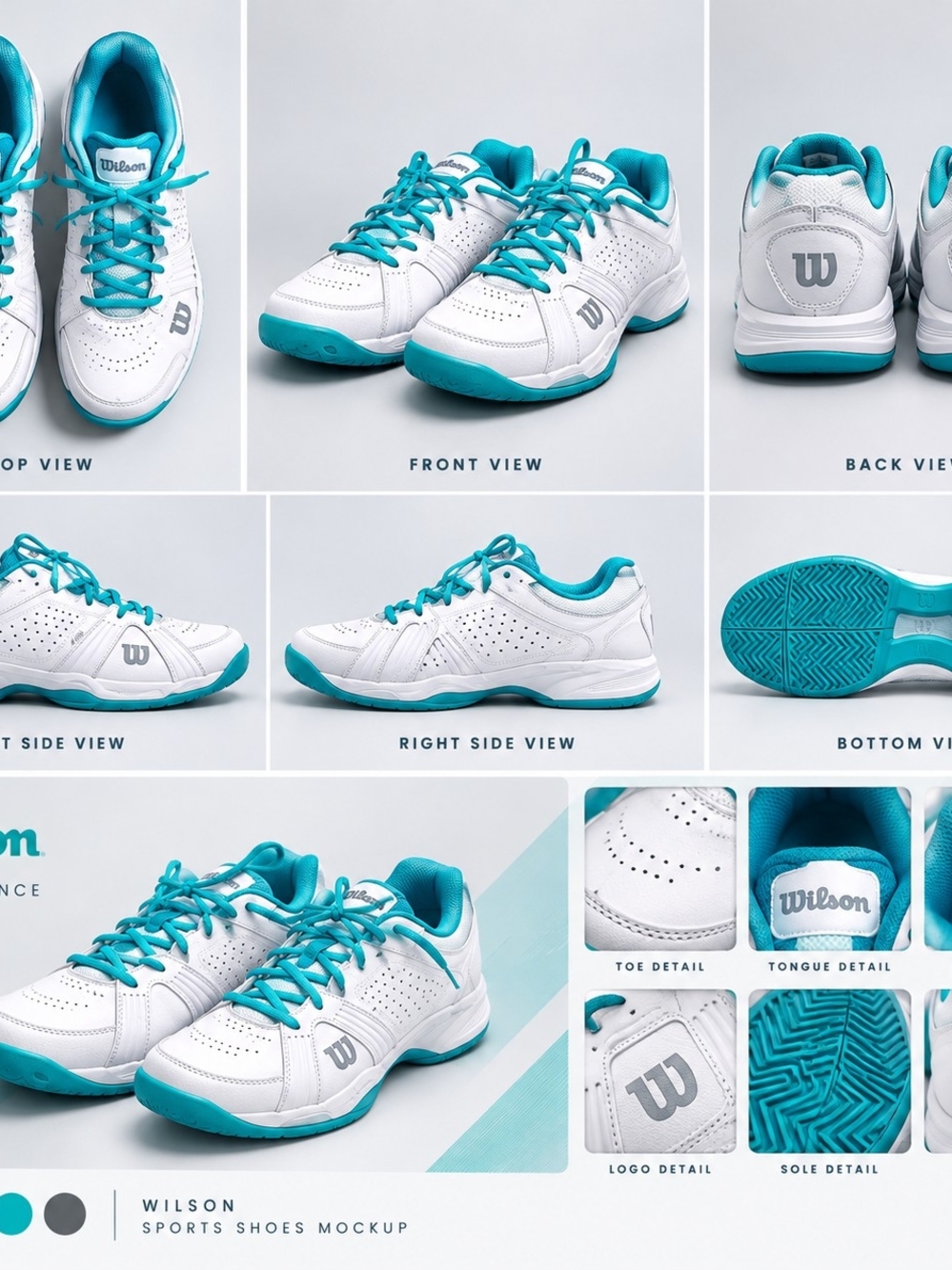 Wilson Women's White and Teal Athletic Tennis Sneakers